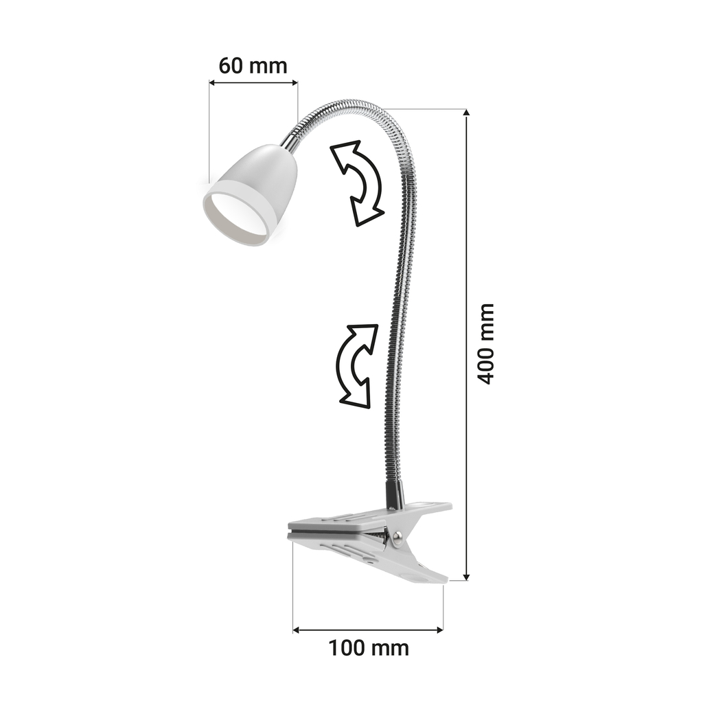 Bílá stolní lampička LED s klipem ORO LARUS
