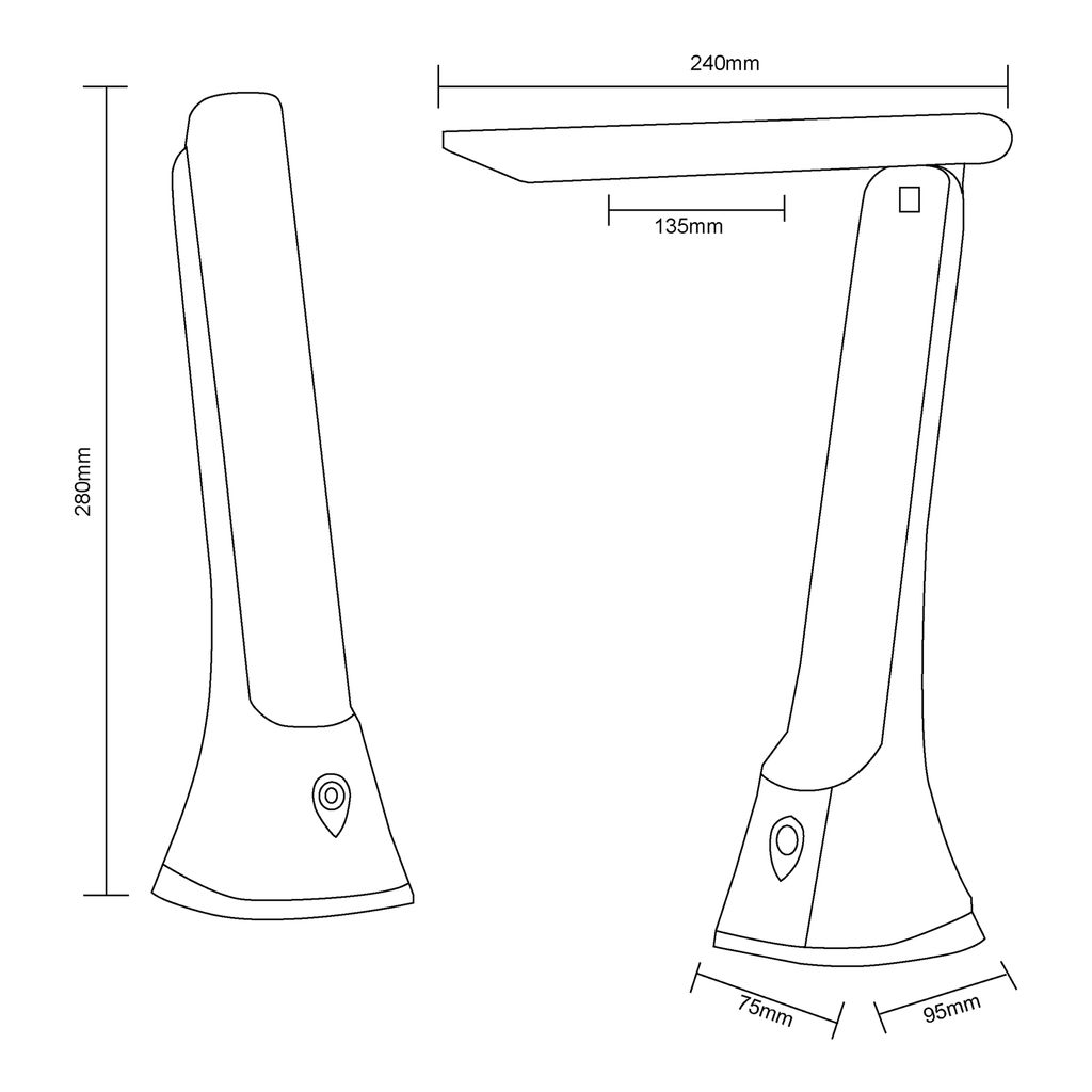 Černá moderní skládací stolní LED lampa