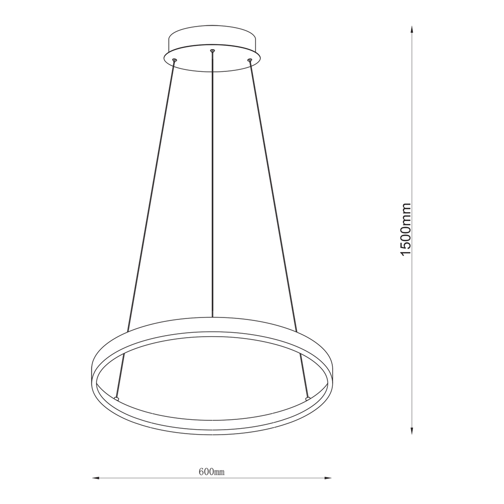 Černé kruhové závěsné LED svítidlo BRENO 60 cm