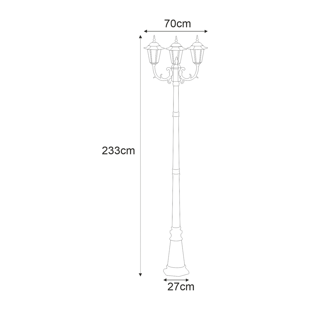 Venkovní tříramenná lampa STANDARD černá