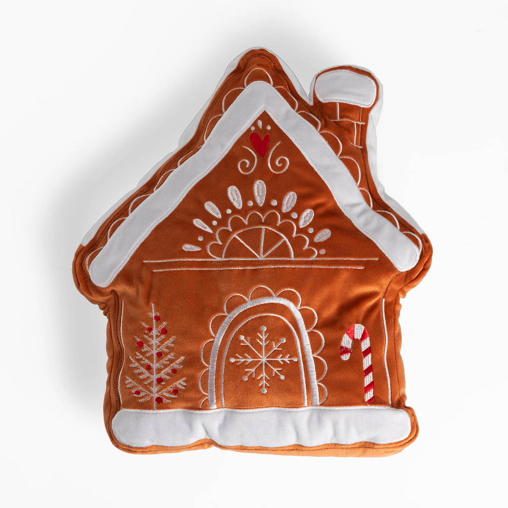 Polštář ve tvaru perníkové chaloupky BISCUIT GINGER HOUSE 40x35 cm