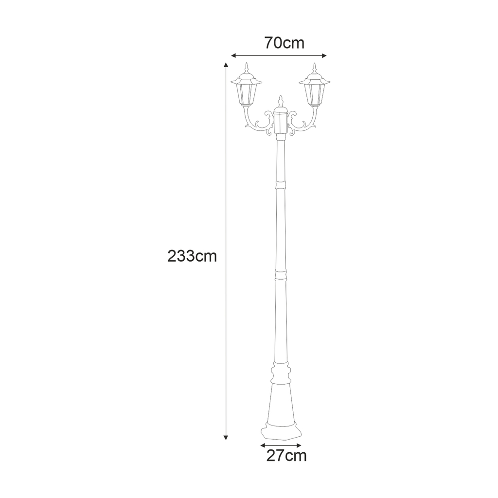 Venkovní dvouramenná lampa STANDARD černá