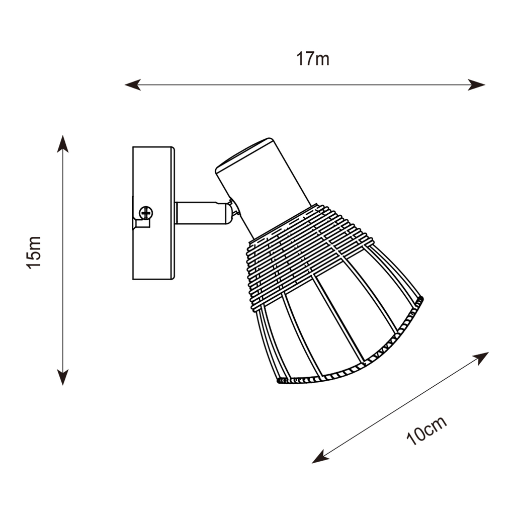 Nástěnná lampa z ratanu černá GENT