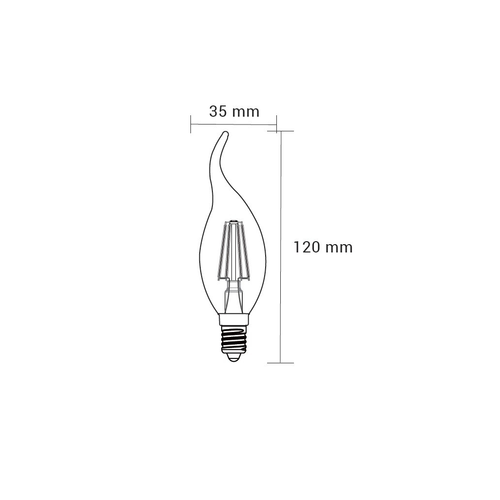 LED dekorativní žárovka E14 4 W neutrální ORO-E14-C35-FL-CLARO-FLAMI-4 W