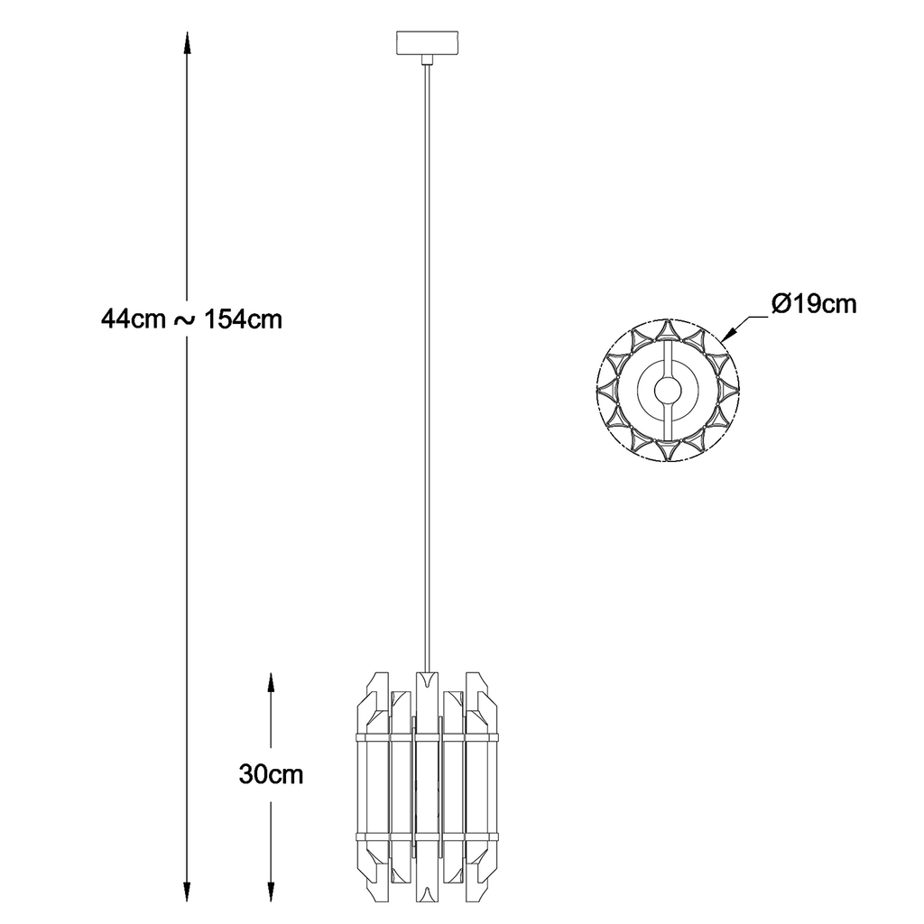 Zlaté závěsné svítidlo ALEXANDRIA 19 cm