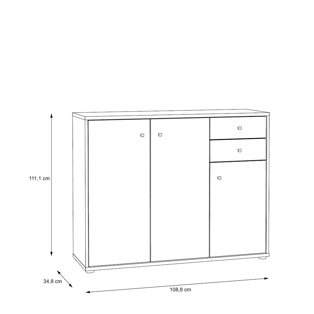 Vysoká komoda TEMPRA 2 3D2S dub artisan