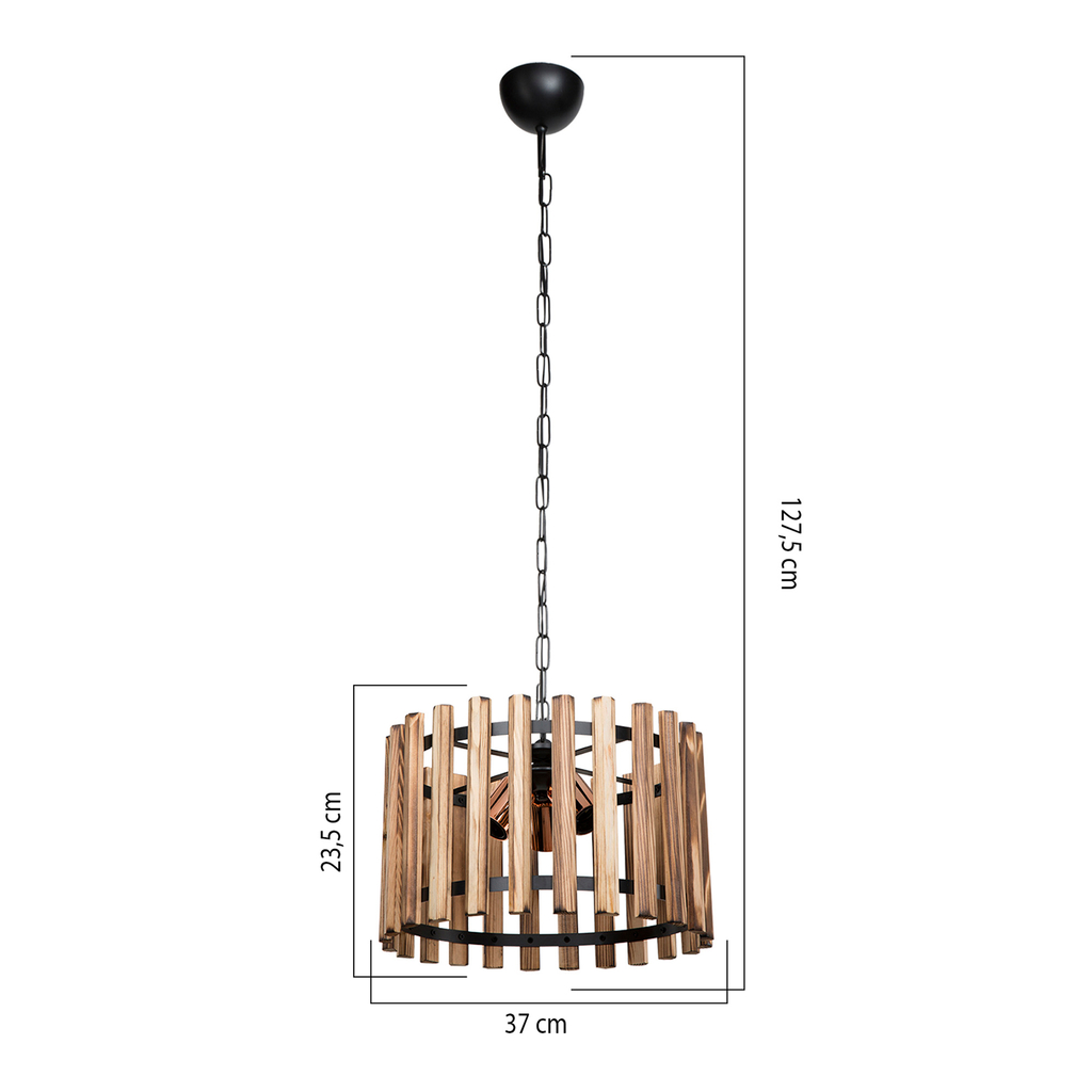 Svítidlo dřevěné závěsné rustikální AHLAT 37 cm
