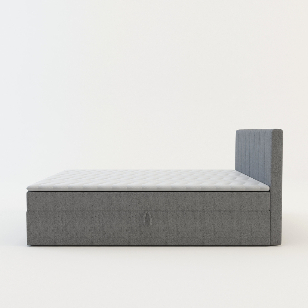 Postel boxspring s topperem šedá PEDRO PU 160x200 cm