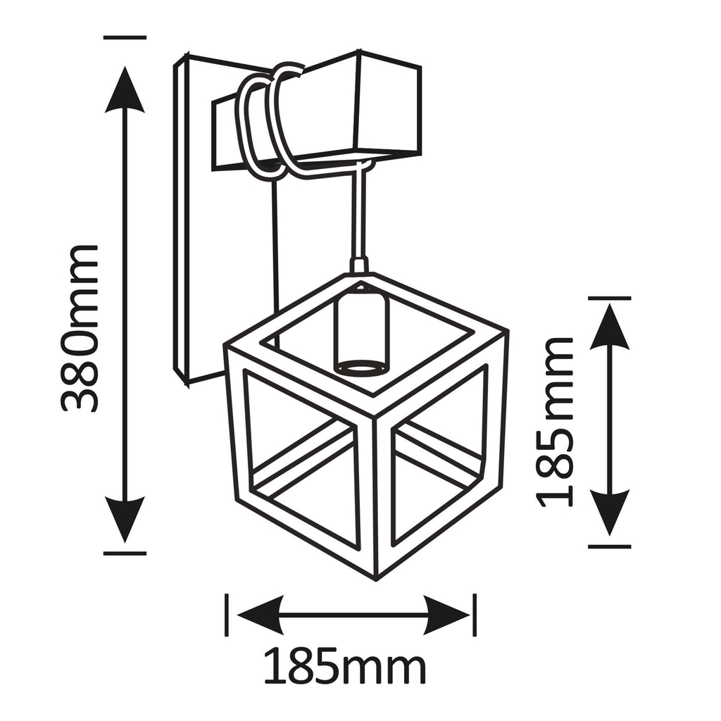 Černé geometrické nástěnné svítidlo SWEDEN WOOD