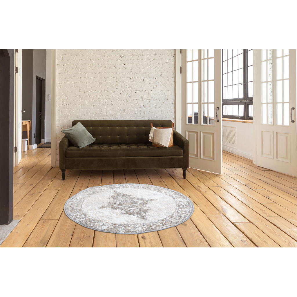 Retro šedý kulatý koberec SALSA 100 cm