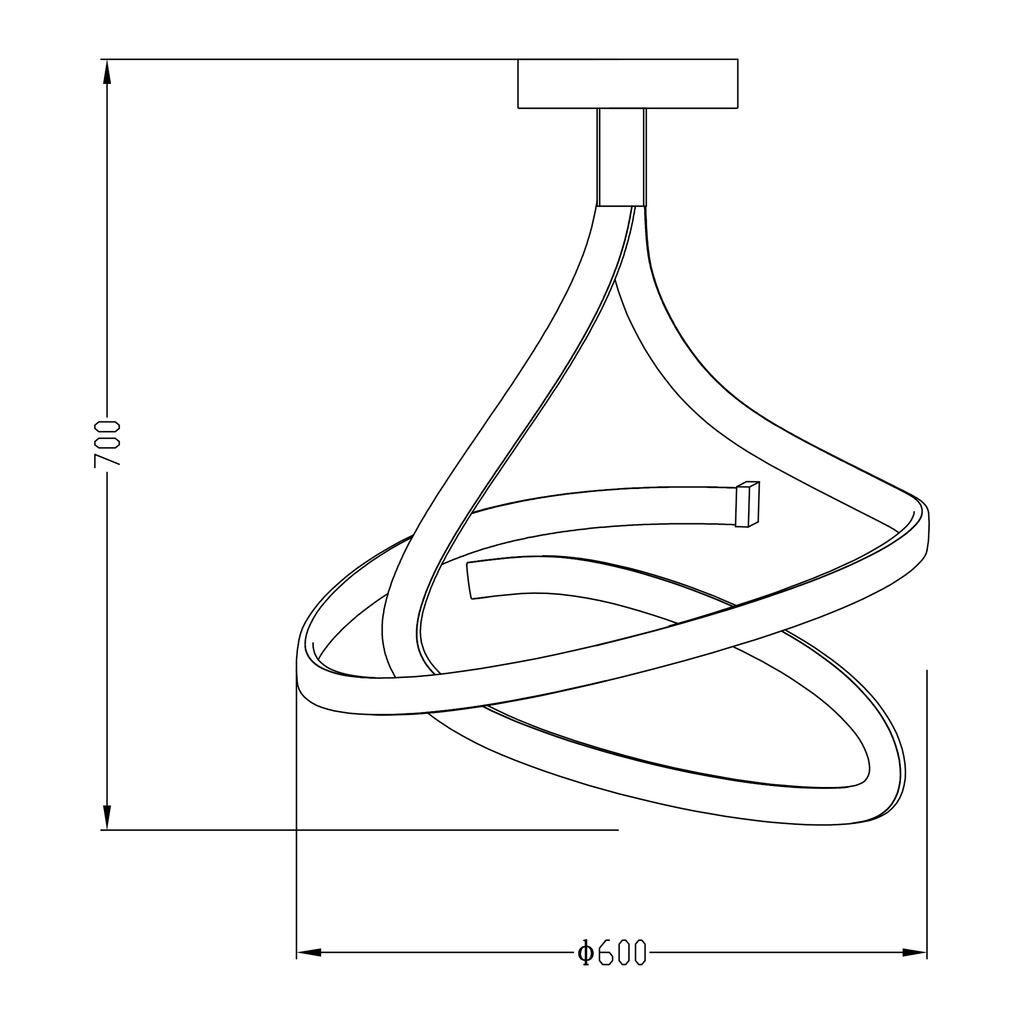 Černé LED stropní svítidlo VISO 60 cm