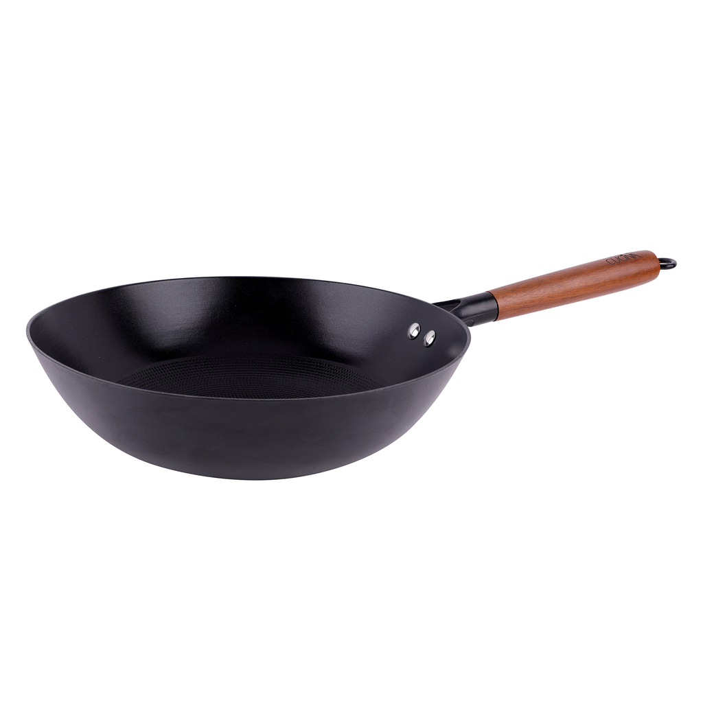 Černá litinová pánev wok FERRO 30 cm