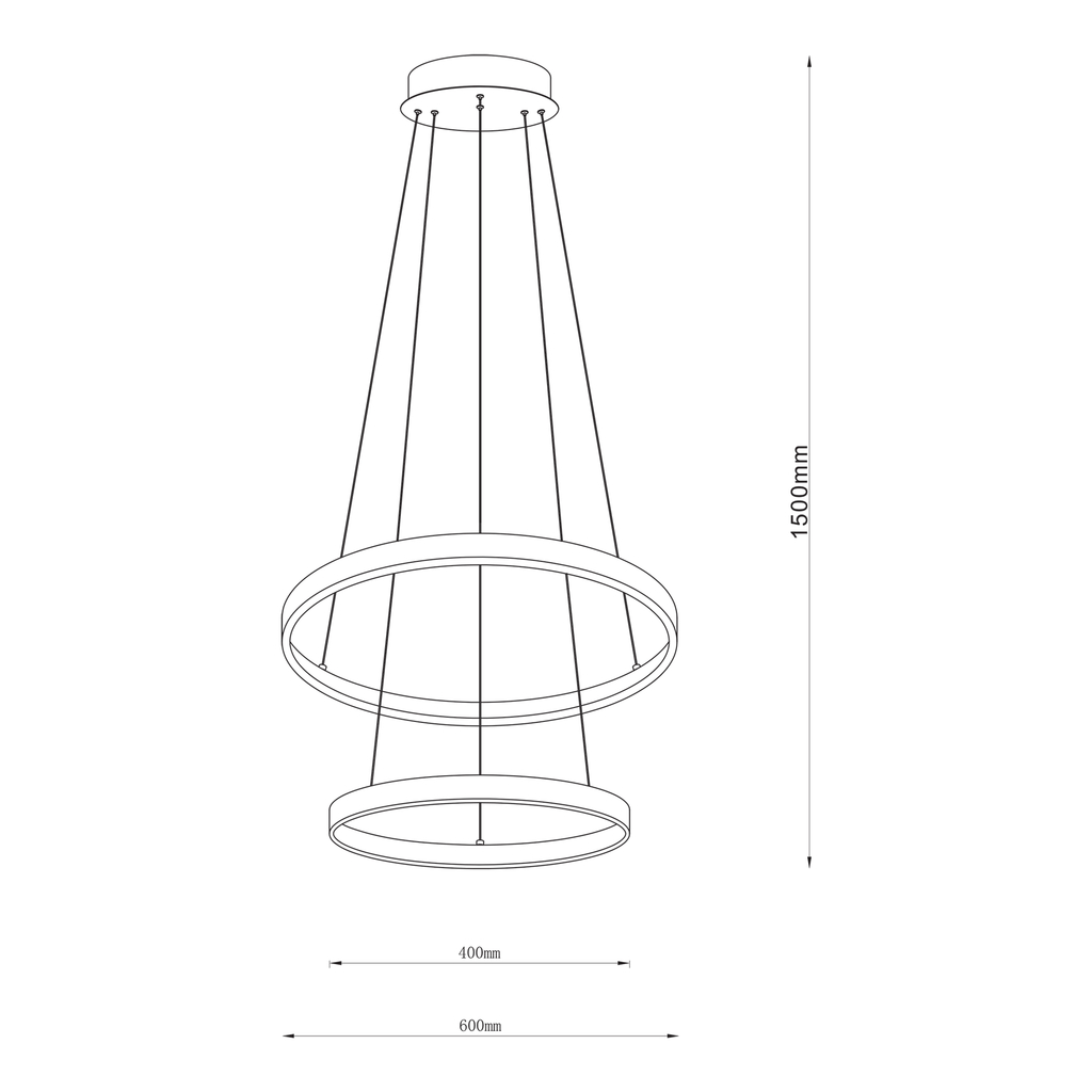 Zlaté závěsné LED svítidlo 2 prstence BRENO 60 cm