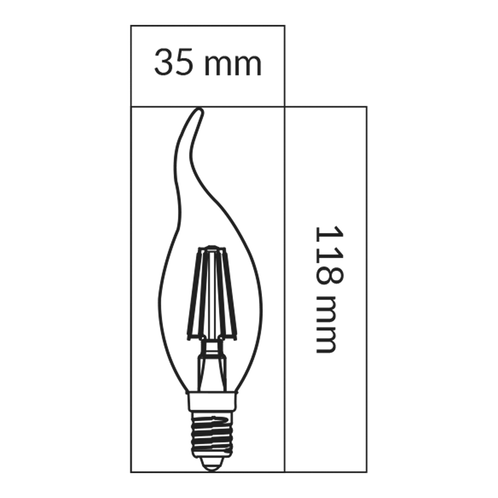 LED žárovka E14 6 W ORO-E14-C35-FL-CLARO-FLAMI-6 W-DW neutrální barva