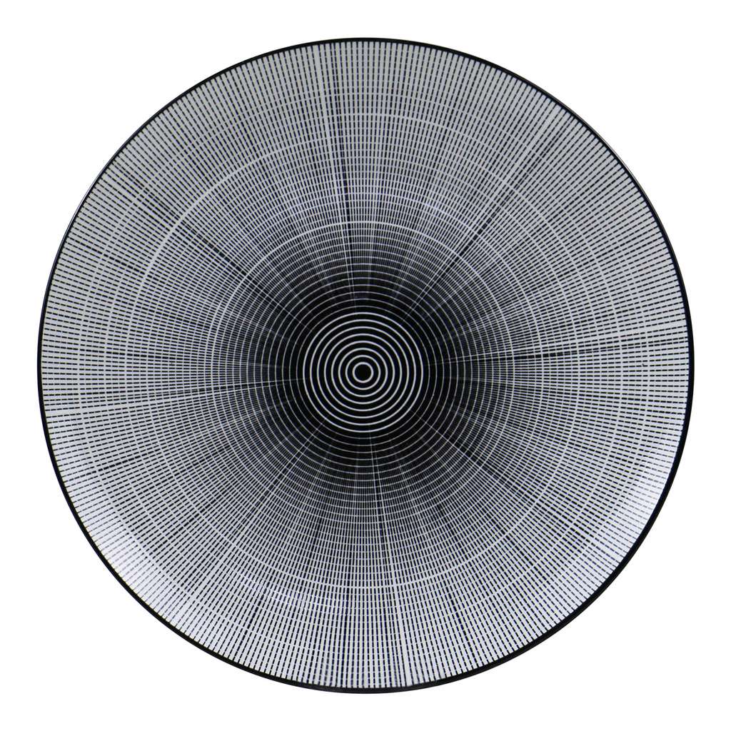 Bílo-černý jídelní talíř OTTICO 26,6 cm