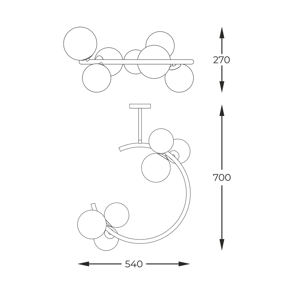 Zlaté stropní svítidlo koule MOLECULE 54 cm