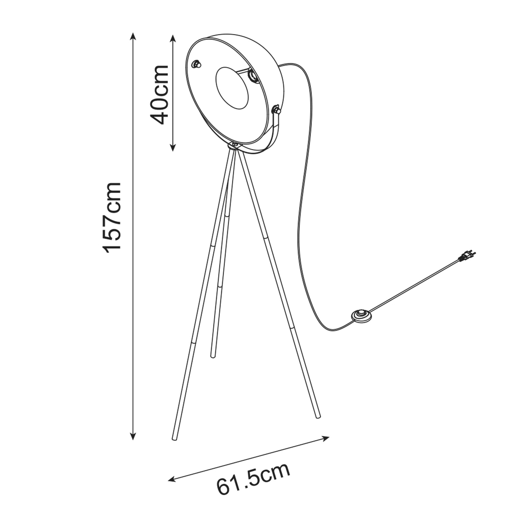 Černo-zlatá loftová stojací lampa LARC