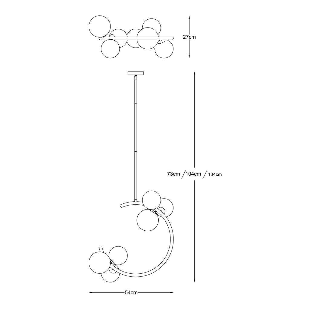 Zlaté závěsné svítidlo koule MOLECULE