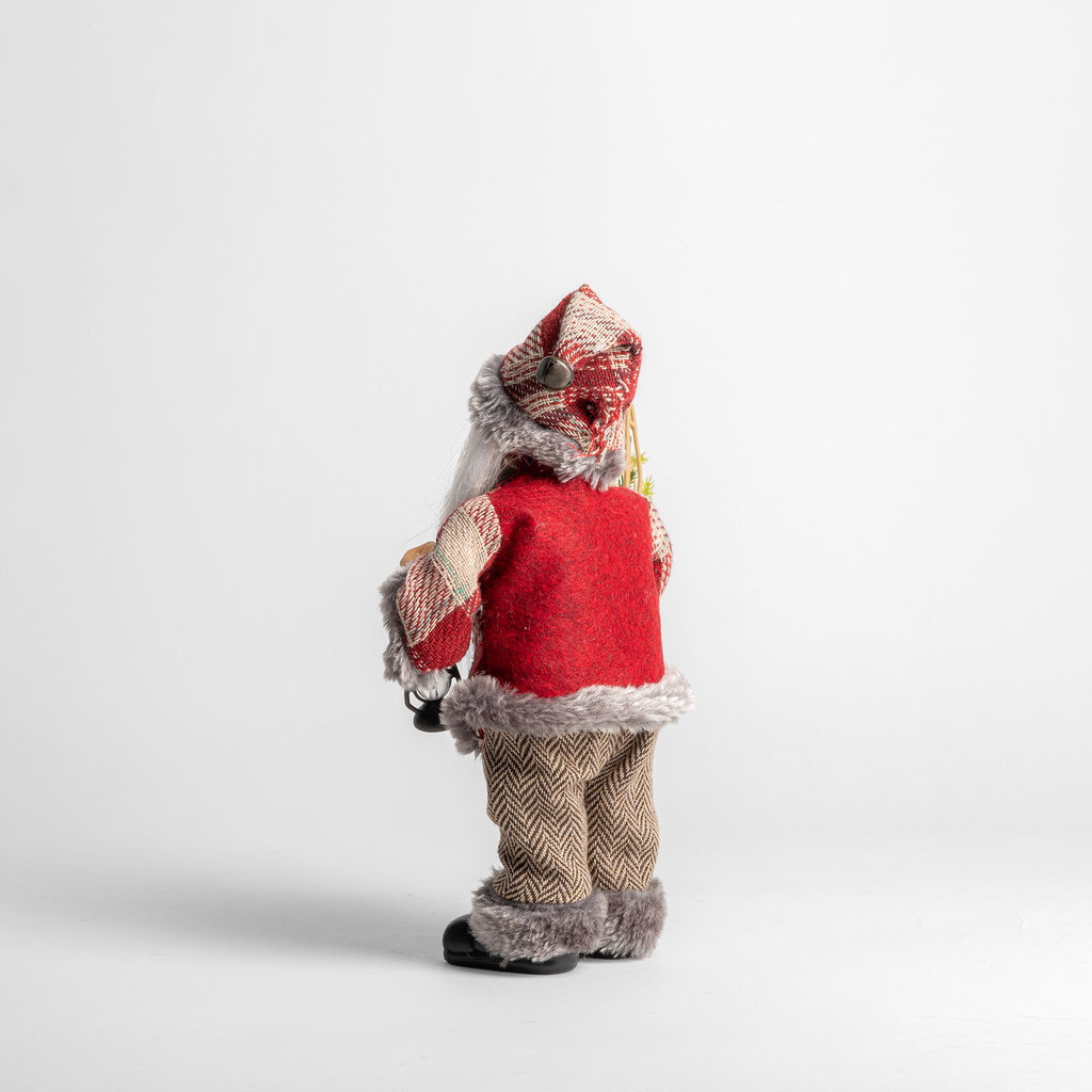 Vánoční červeno-šedá figurka SANTA CLAUS 25 cm