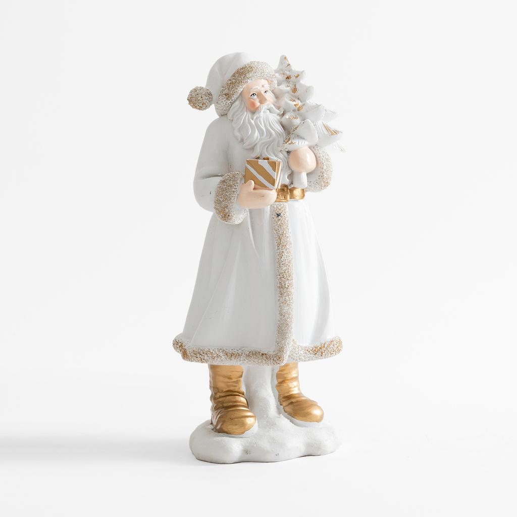 Vánoční bílá figurka SANTA CLAUS 30 cm