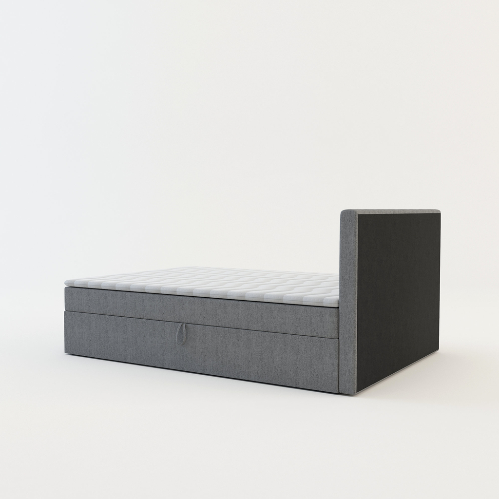 Postel boxspring s topperem šedá PEDRO PU 140x200 cm