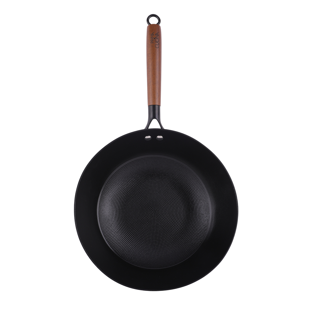 Černá litinová pánev wok FERRO 30 cm