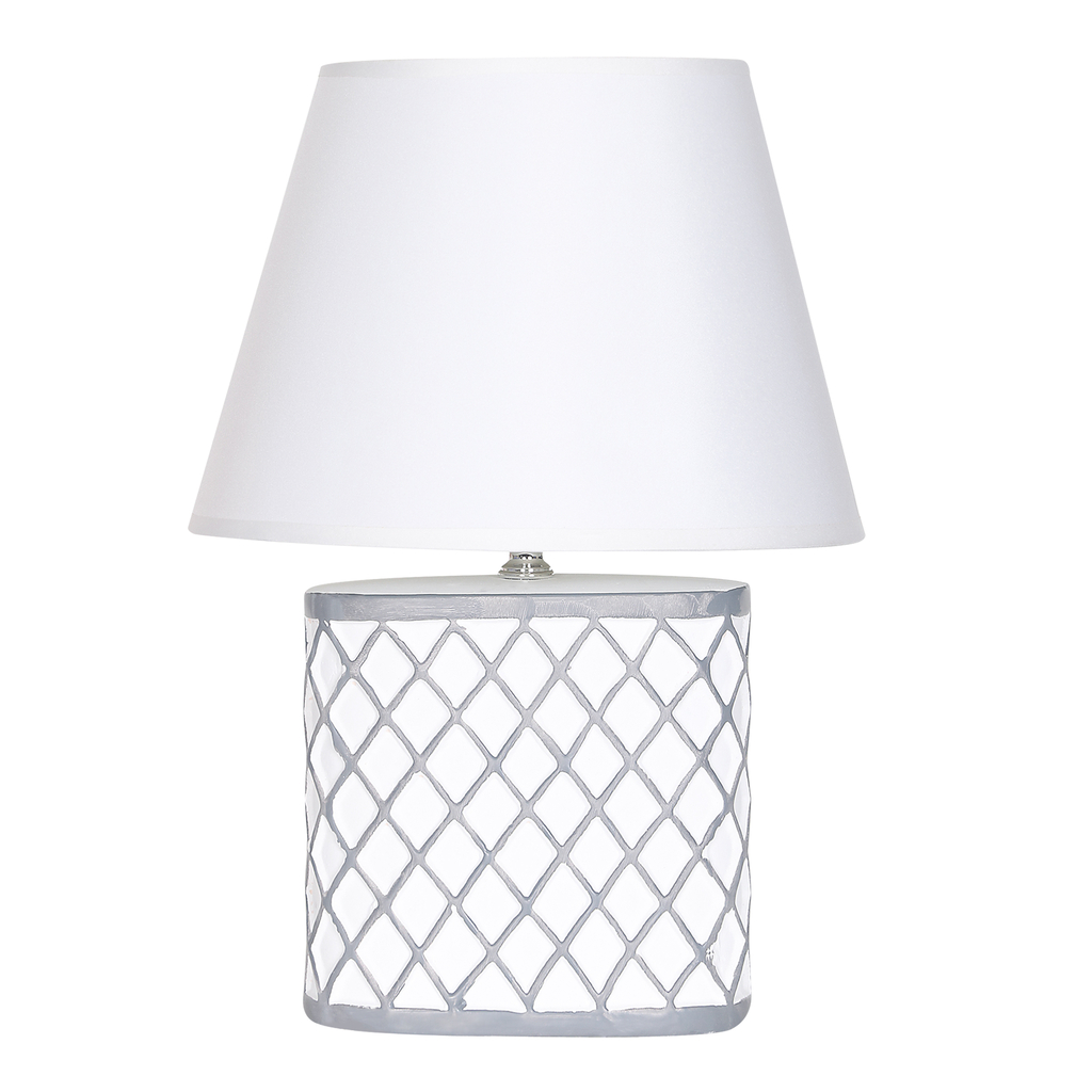 Bílo-šedá stolní lampa 35 cm