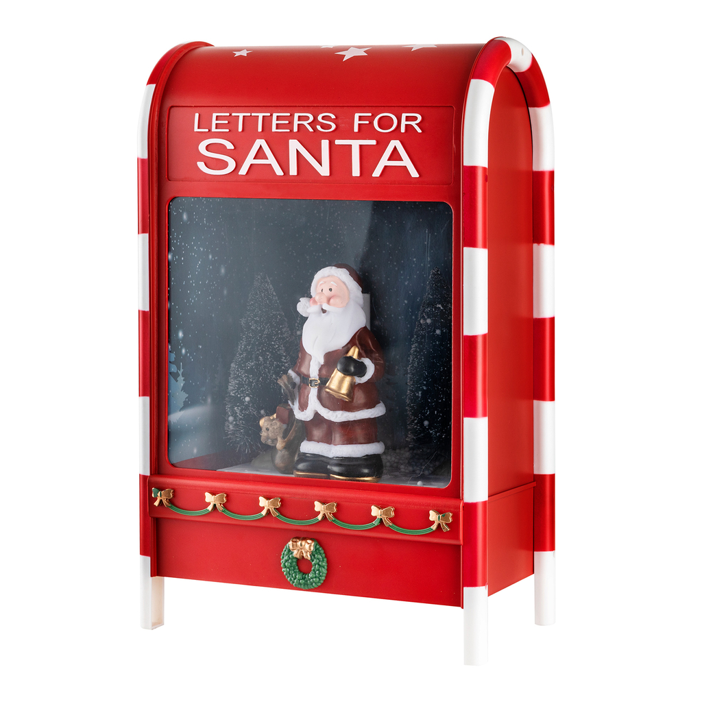 LED hrací poštovní schránka s Santa Clausem 40 cm