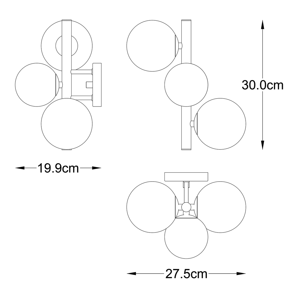 Nástěnné svítidlo koule MOLECULE zlaté