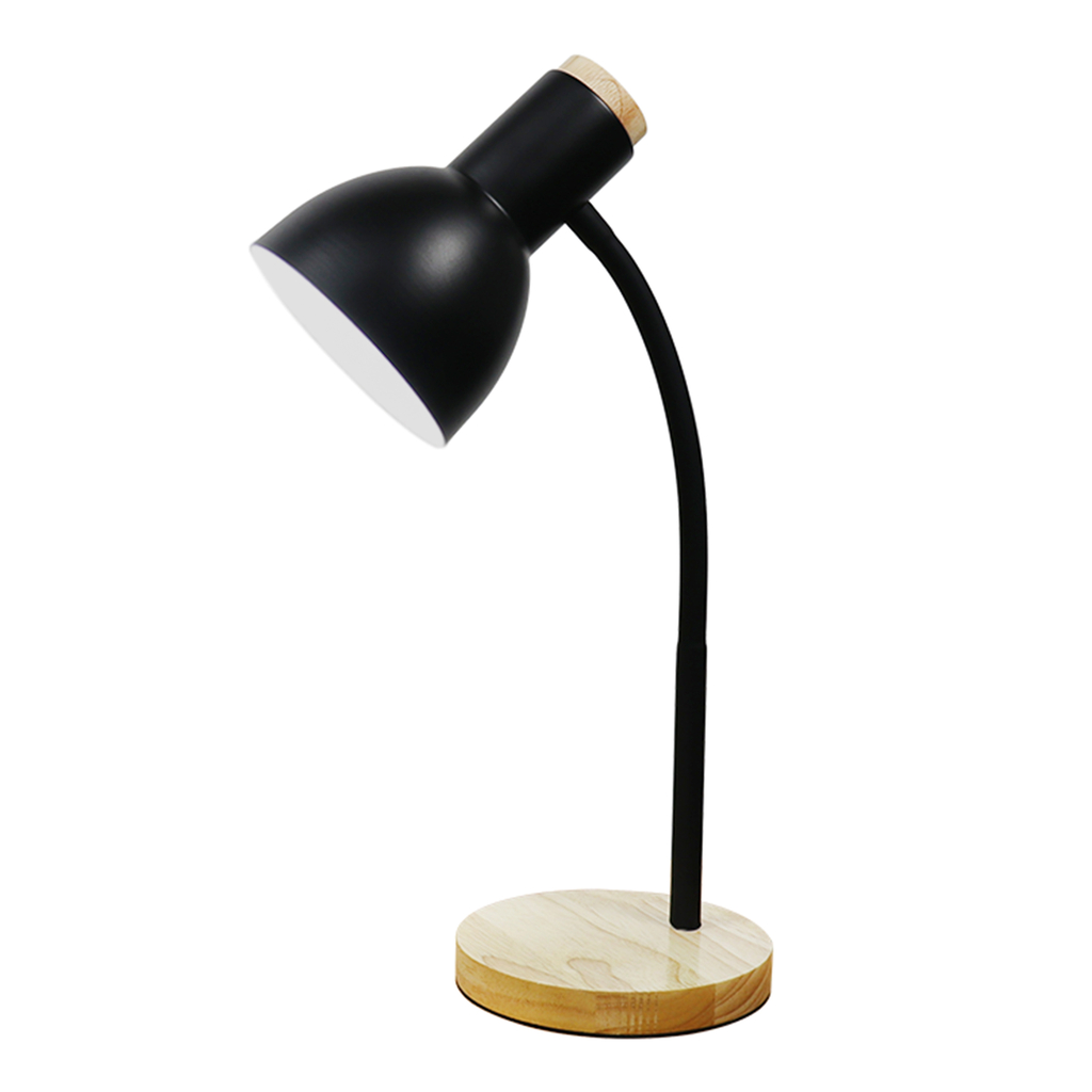 Stolní lampa světlé dřevo černý mat