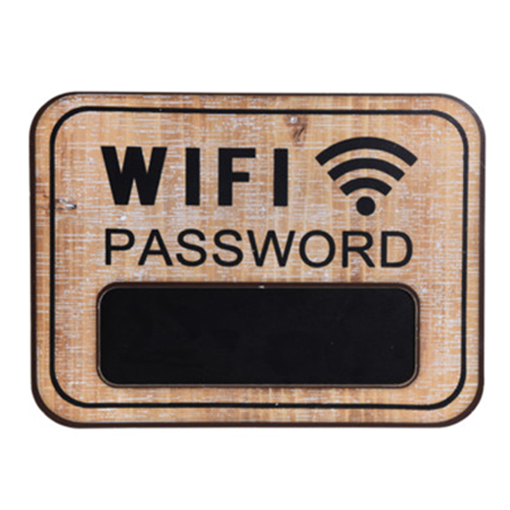 Nástěnná tabule s nápisem WIFI PASSWORD MIX