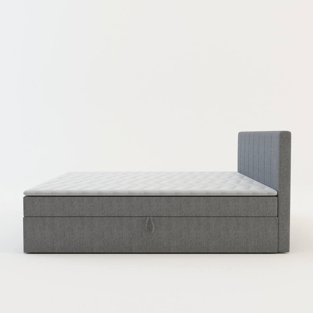 Postel boxspring s topperem šedá PEDRO PU 180x200 cm