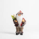 Vánoční červeno-šedá figurka SANTA CLAUS 25 cm