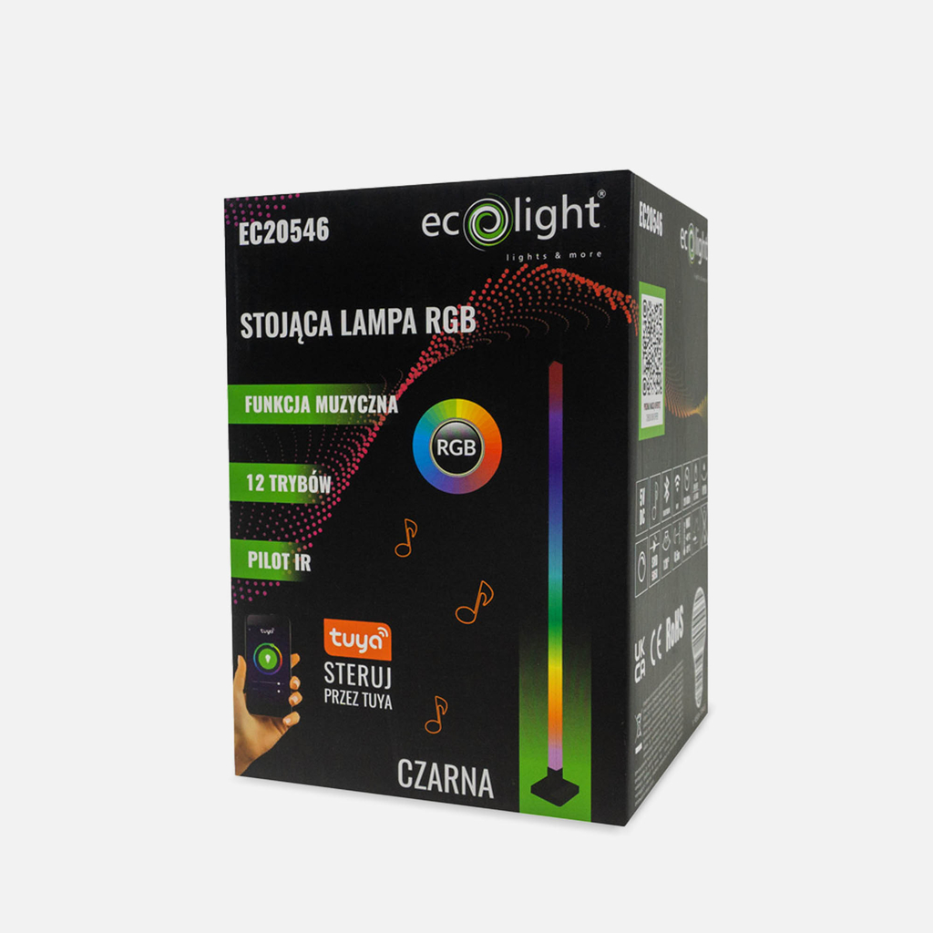 Černá hudební stojací LED RGB lampa TUYA s dálkovým ovládáním