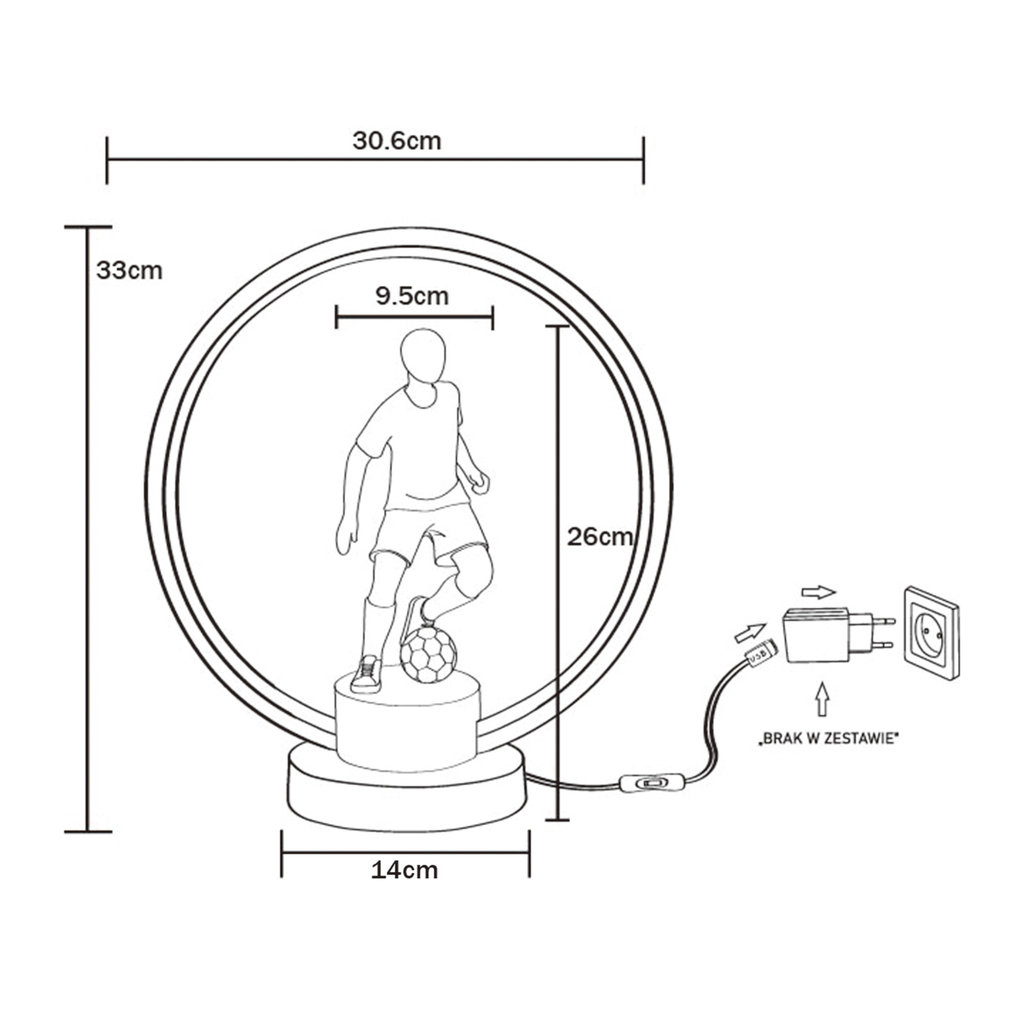 Dekorativní stolní LED lampa FOTBALISTA