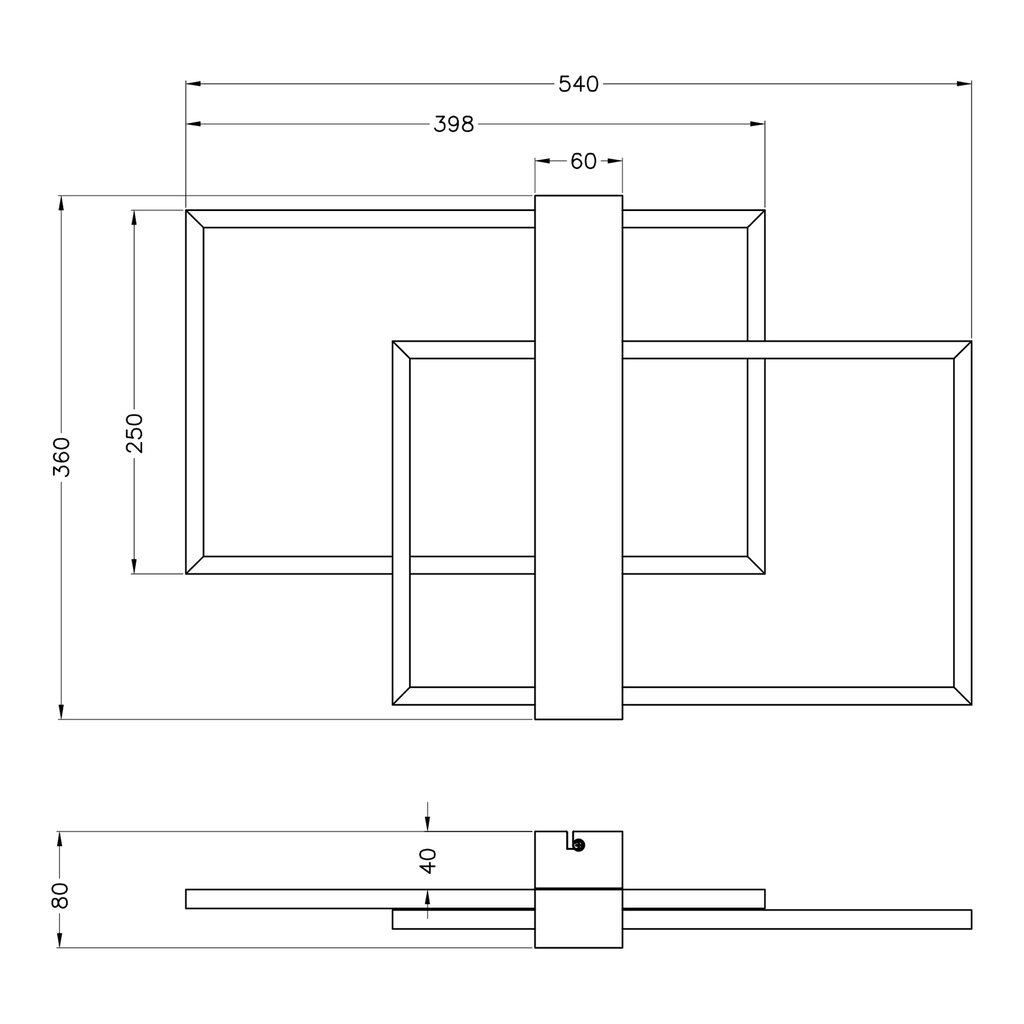 Geometrické LED stropní svítidlo z borovicového dřeva MINAR 54 cm