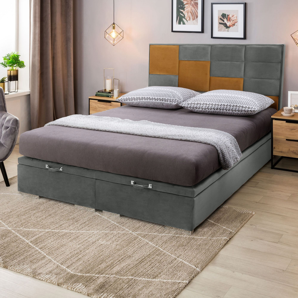 Rám postele boxspring FIBI KP 25 180x200, platinový