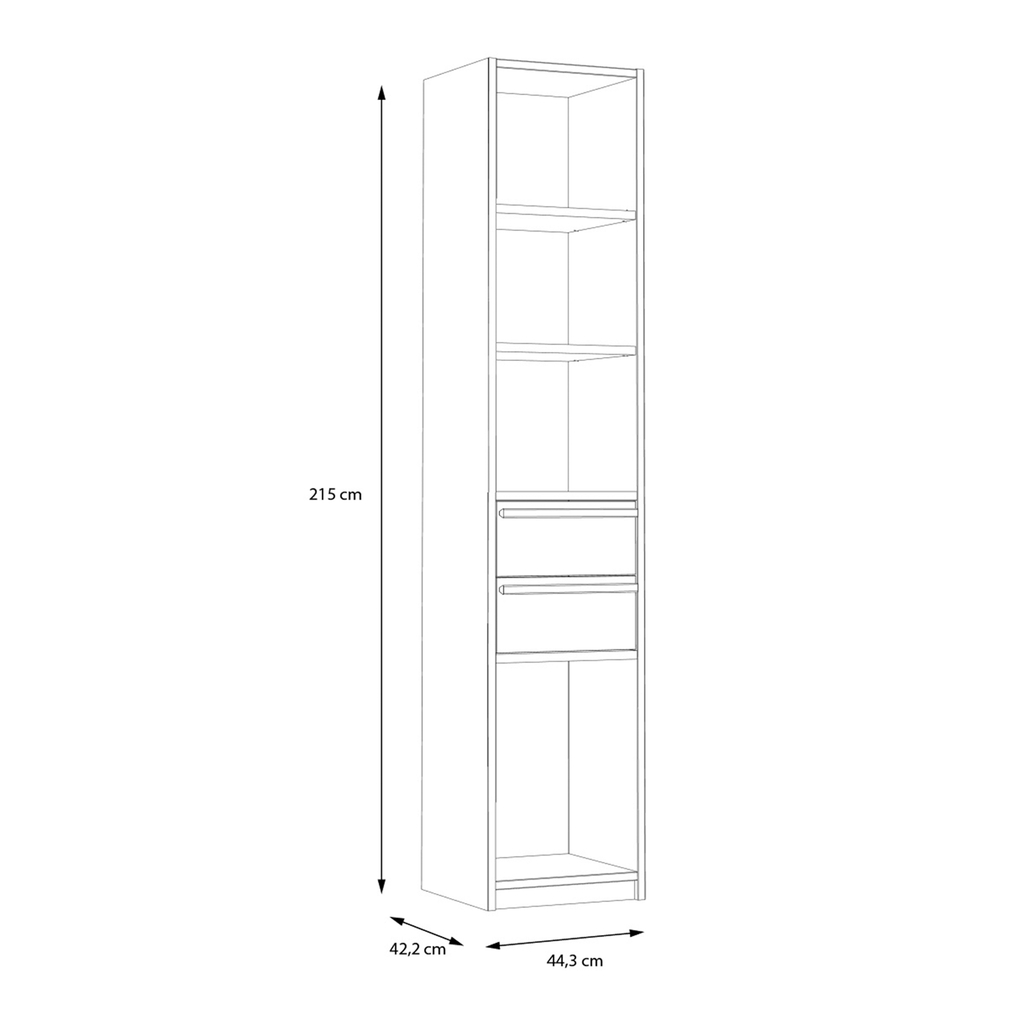 Regál s policemi a zásuvkami S-ROOM 44,4 cm