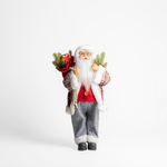 Vánoční červeno-šedá figurka SANTA CLAUS 45 cm