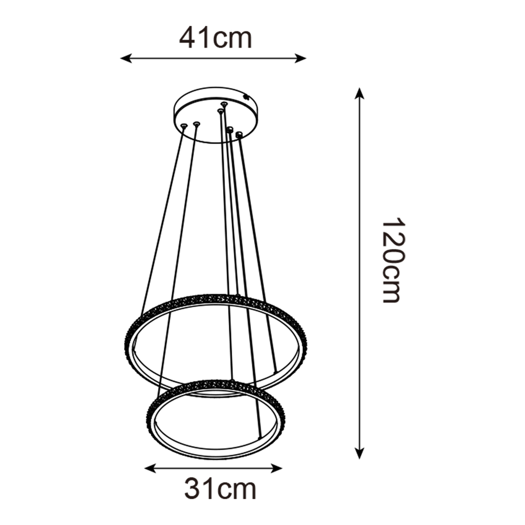 Závěsná lampa 2 prstence černá RIDE LED