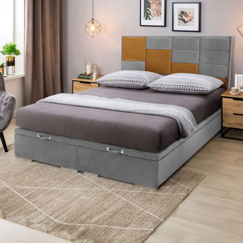 Rám postele boxspring FIBI KP 25 180x200, světle šedý