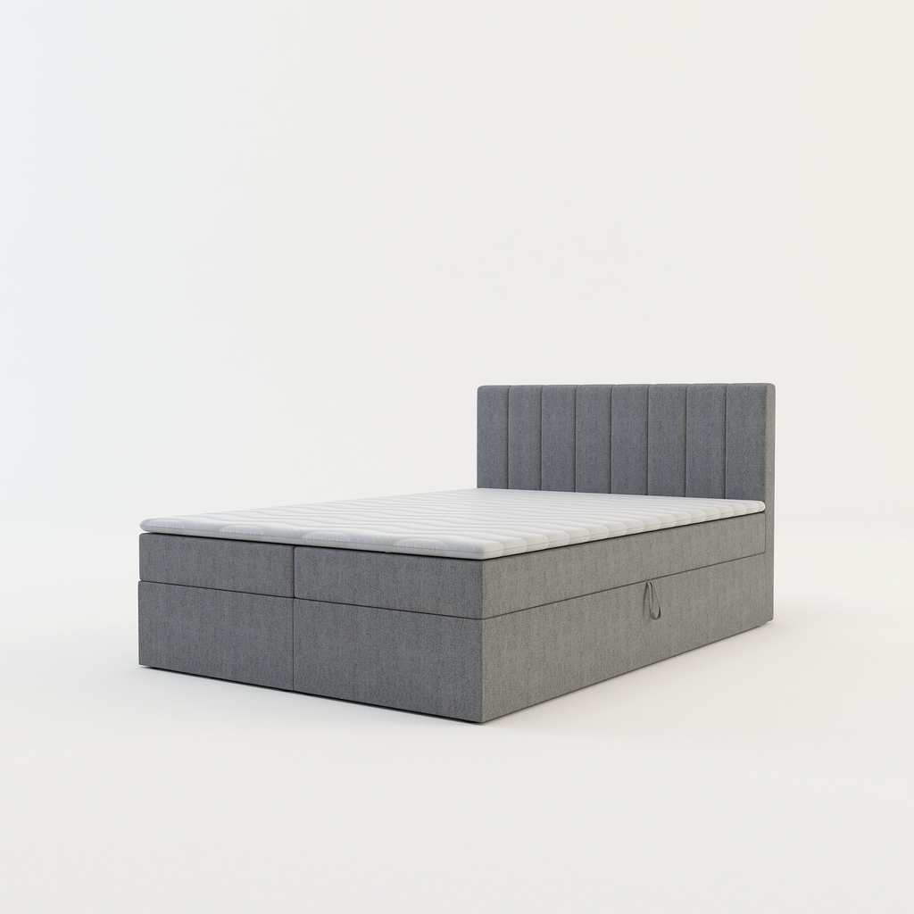 Postel boxspring s topperem šedá PEDRO PU 140x200 cm