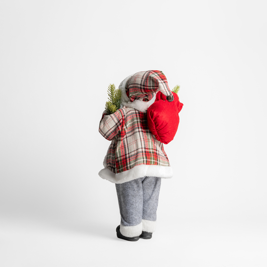 Vánoční červeno-šedá figurka SANTA CLAUS 45 cm