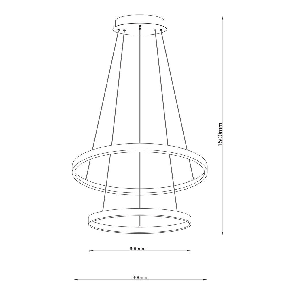 Zlaté závěsné LED svítidlo 2 prstence BRENO 80 cm