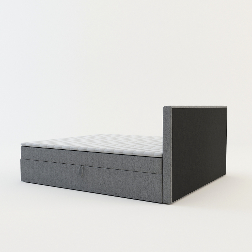 Postel boxspring s topperem šedá PEDRO PU 180x200 cm