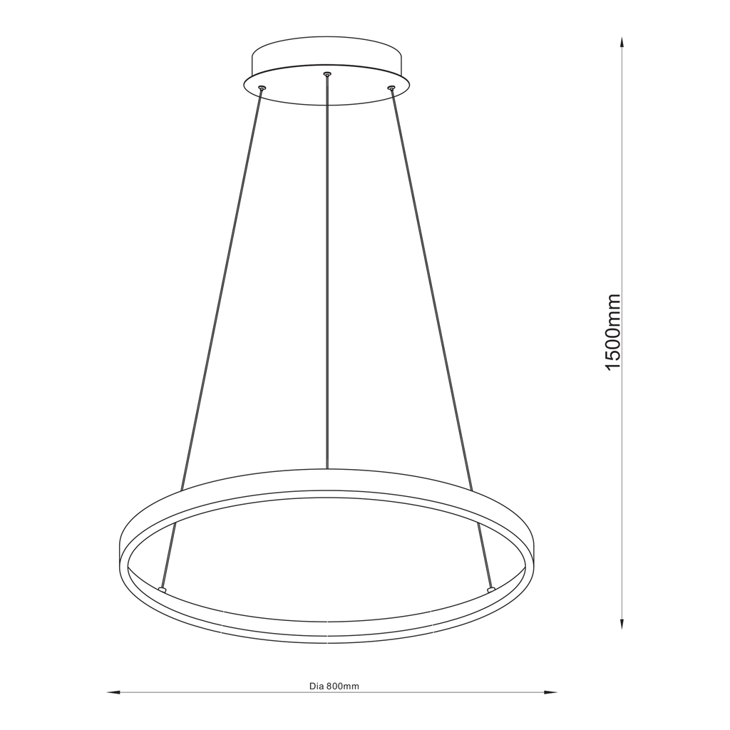 Černé závěsné svítidlo LED s kroužkem BRENO 80 cm