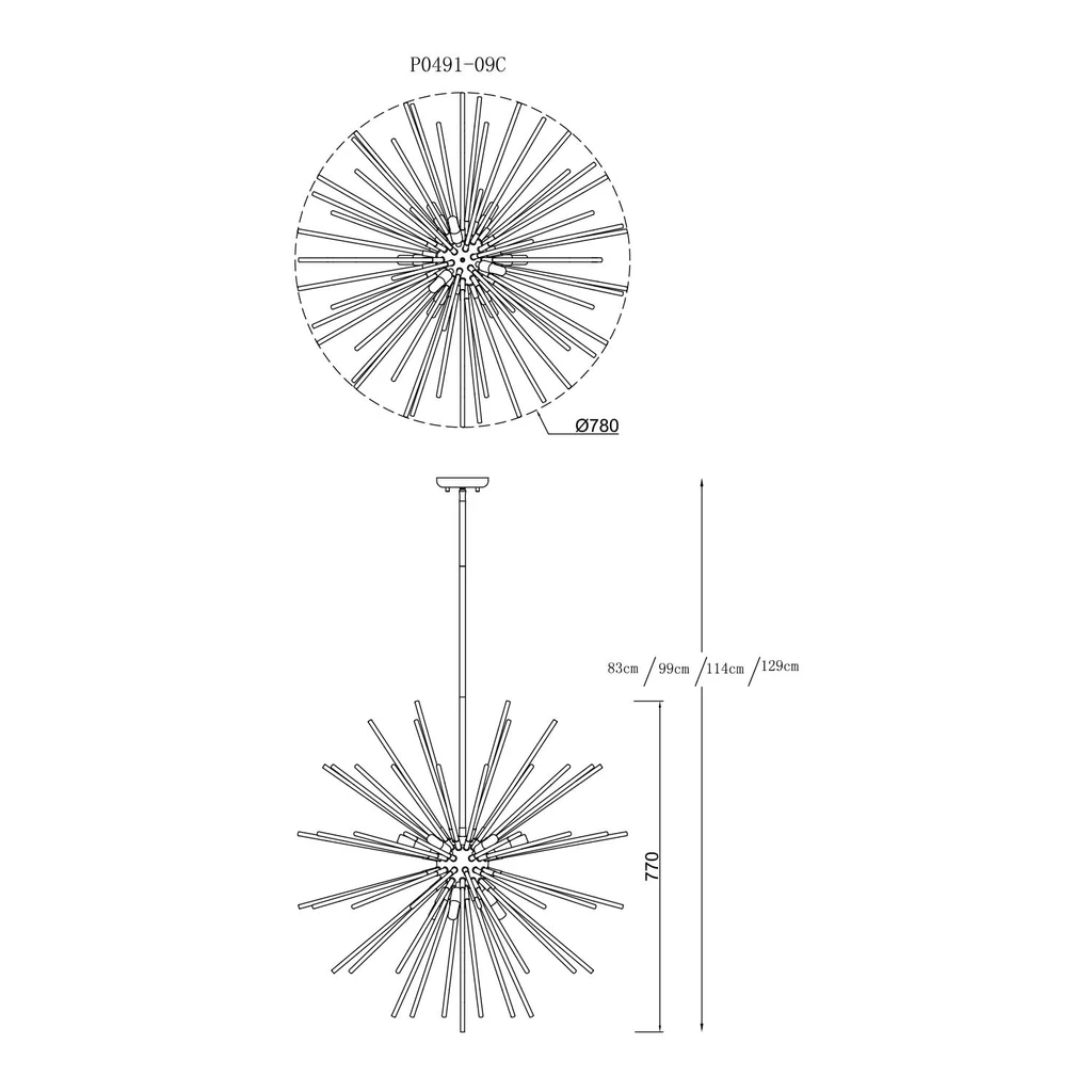 Závěsné svítidlo URCHIN P0491-09C-F7DY