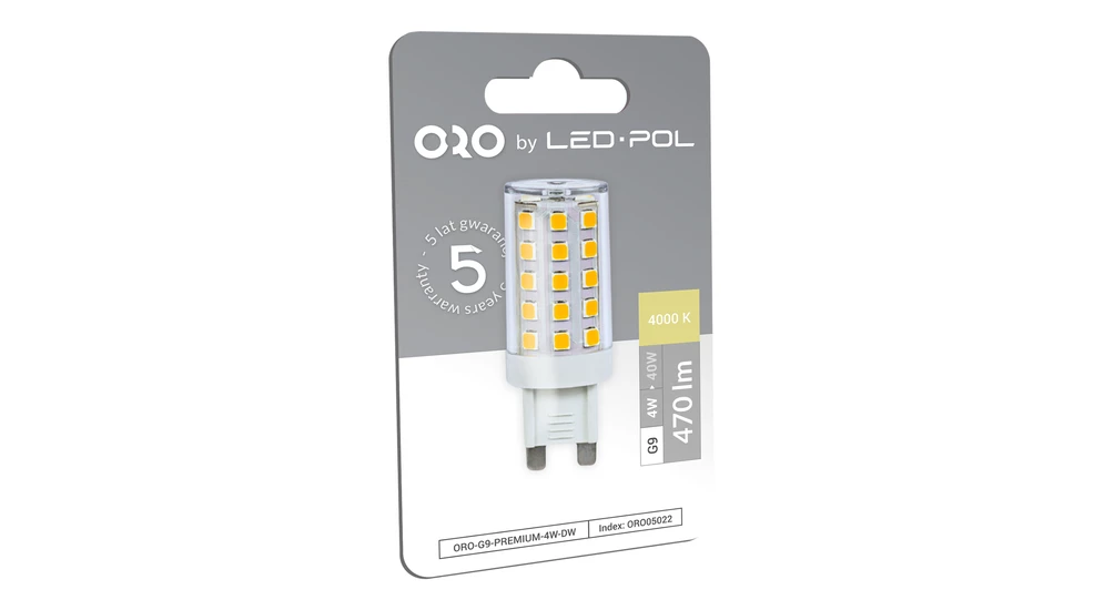 LED žárovka neutrální barvy G9 4 W ORO-G9-PREMIUM-4 W-DW