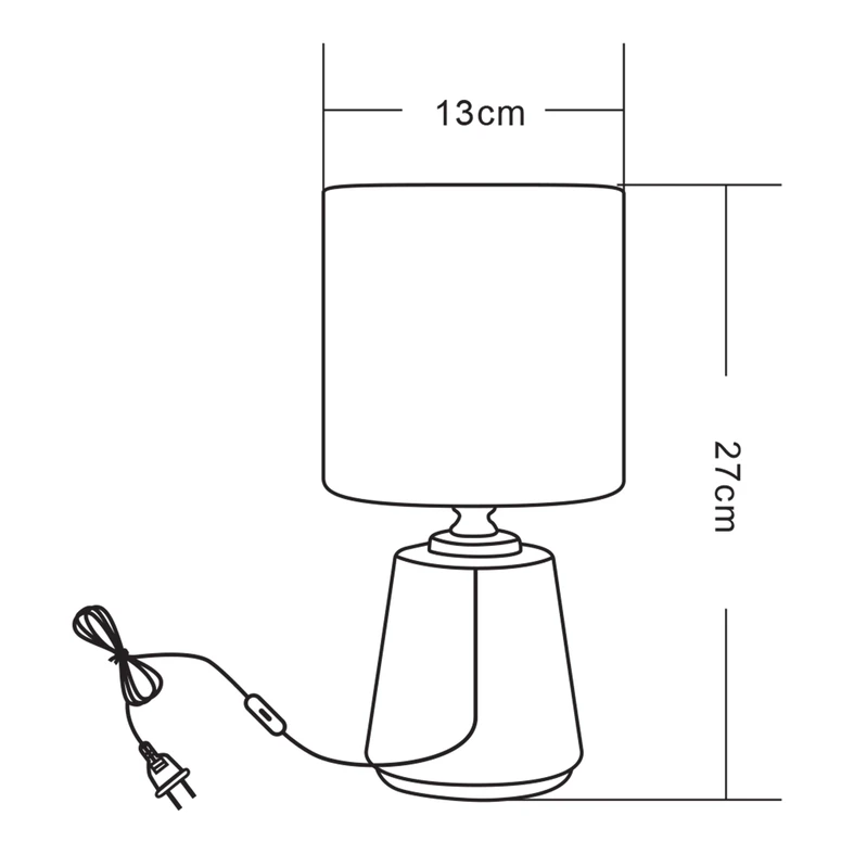 Lampa stołowa z ceramiczną podstawą, biało-złota - wymiary.