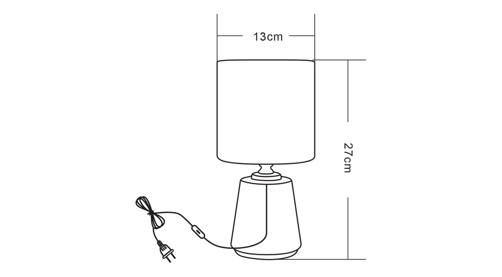 Lampa stołowa z ceramiczną podstawą - wymiary.